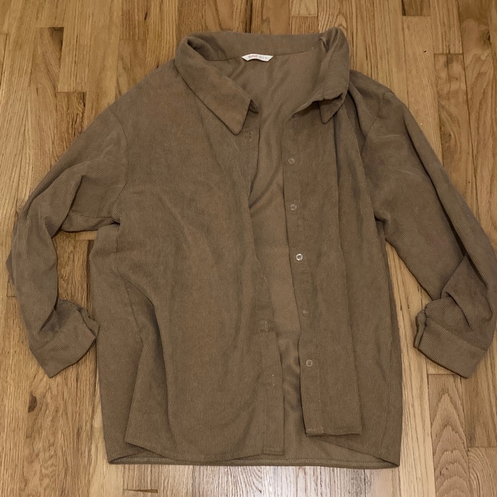 ROMWE Brown Button Down Shirt